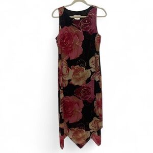 Y2K AGB Black Floral Print Sleeve Maxi Dress